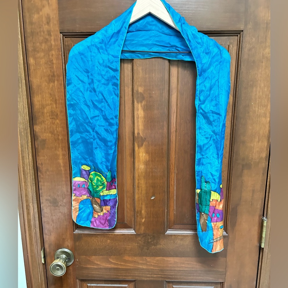 JERUS HEEM Hand painted silk scarf, gorgeous vibrant colors. No stains or snags